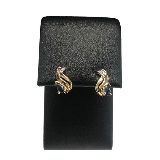 14k Gold Sapphire & Diamond Earrings