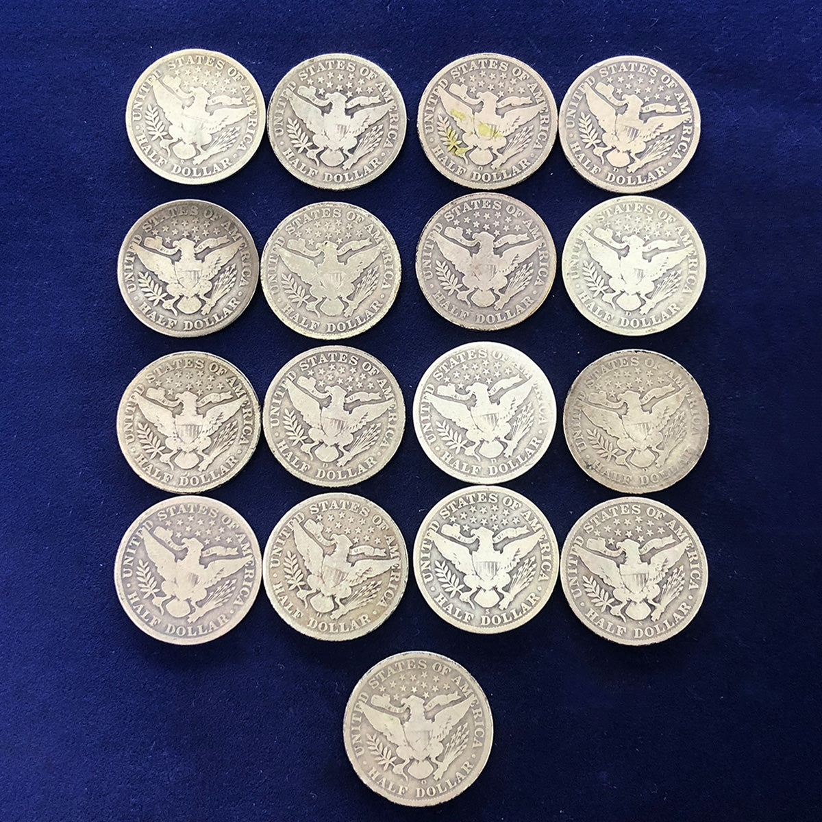 Lot of 17 Good / Better Barber Half Dollars