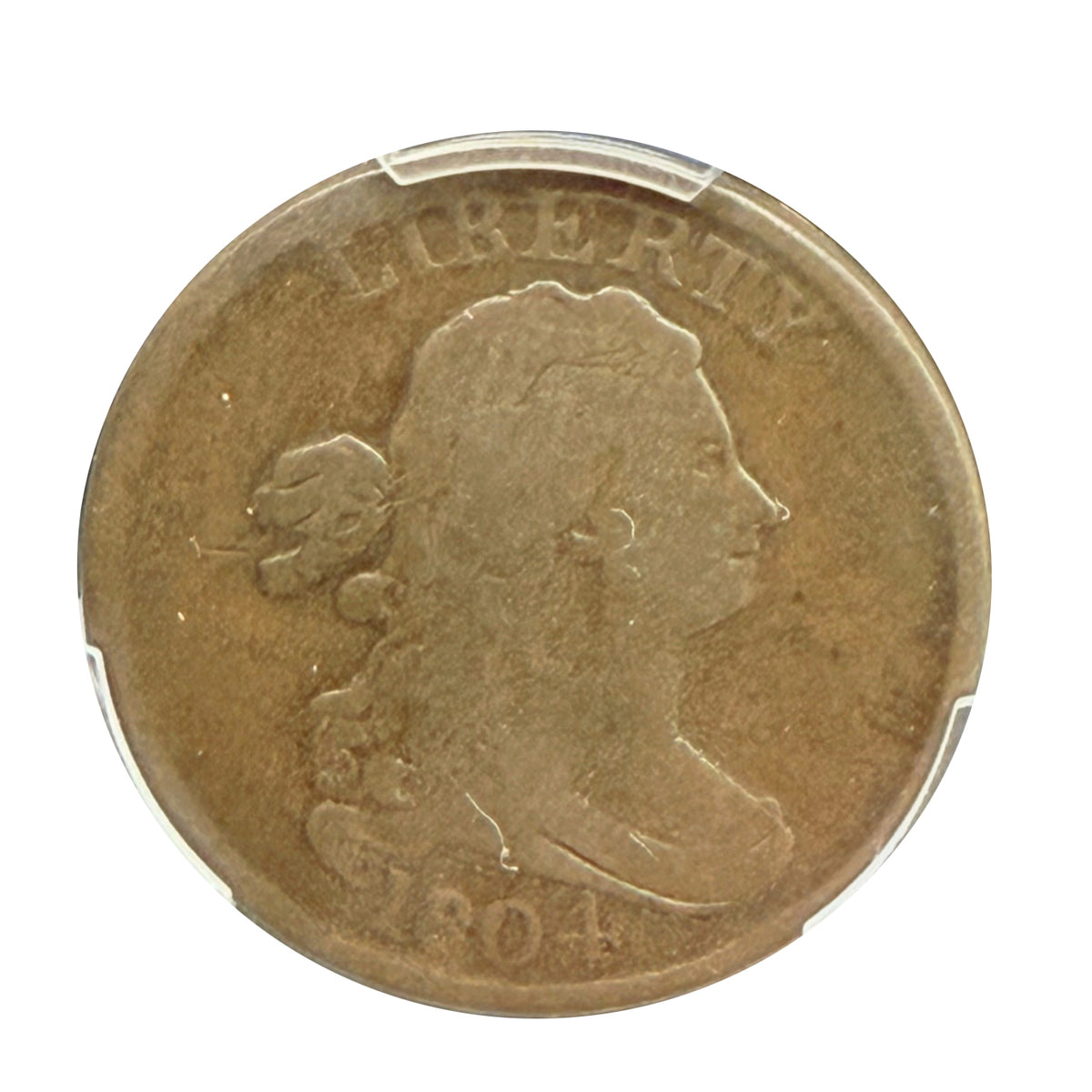 1804 Crosslet 4 Stems Draped Bust Half Cent PCGS VG08