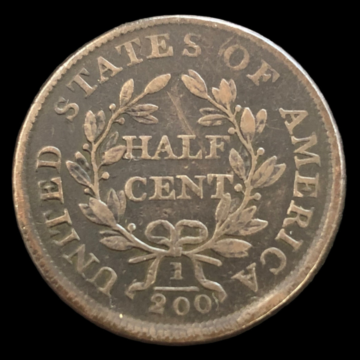 1805 Large 5 Stems Draped Bust Half Cent (VF Details)