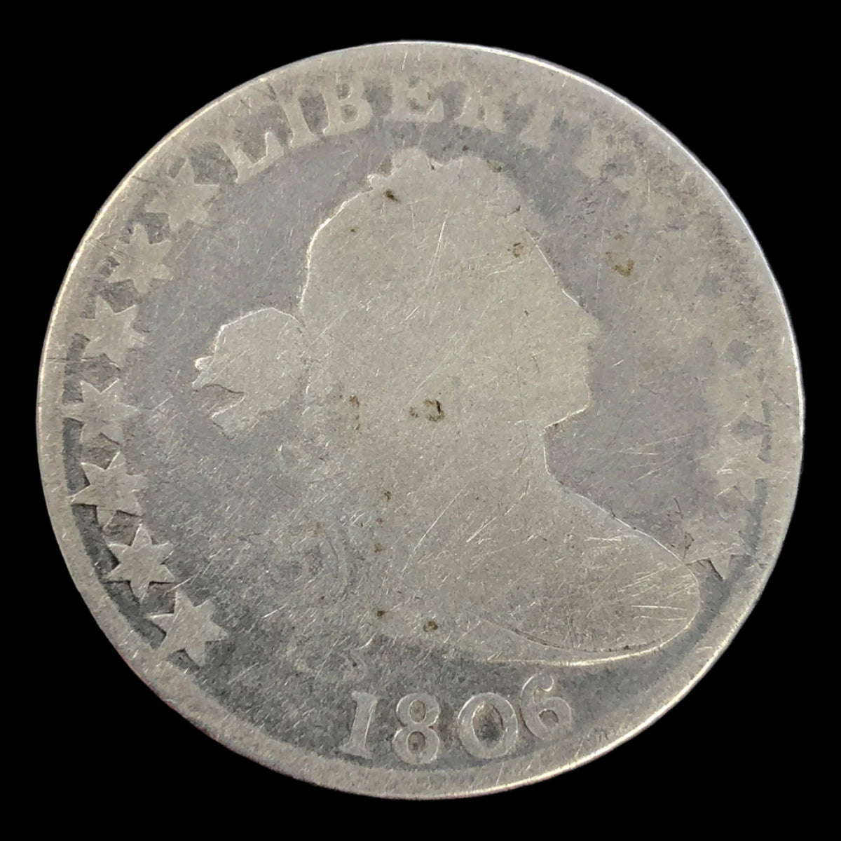1806 Knob 6 Large Stars Draped Bust Half Dollar (AG)