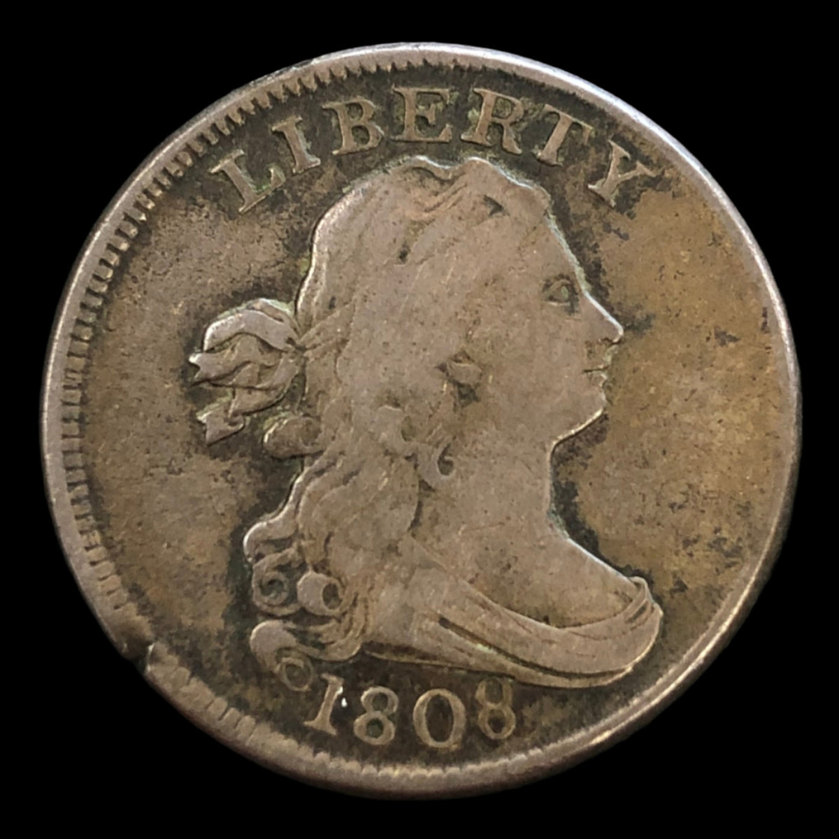 1808 Draped Bust Half Cent (F Details)