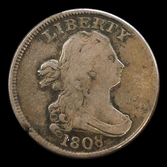 1808 Draped Bust Half Cent (F Details)
