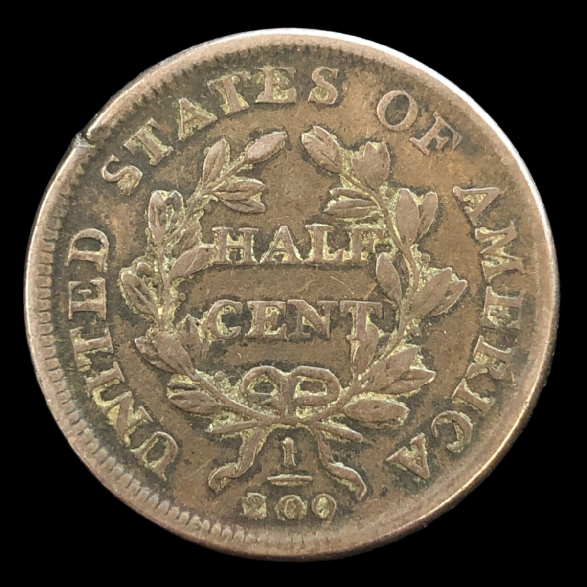 1808 Draped Bust Half Cent (F Details)