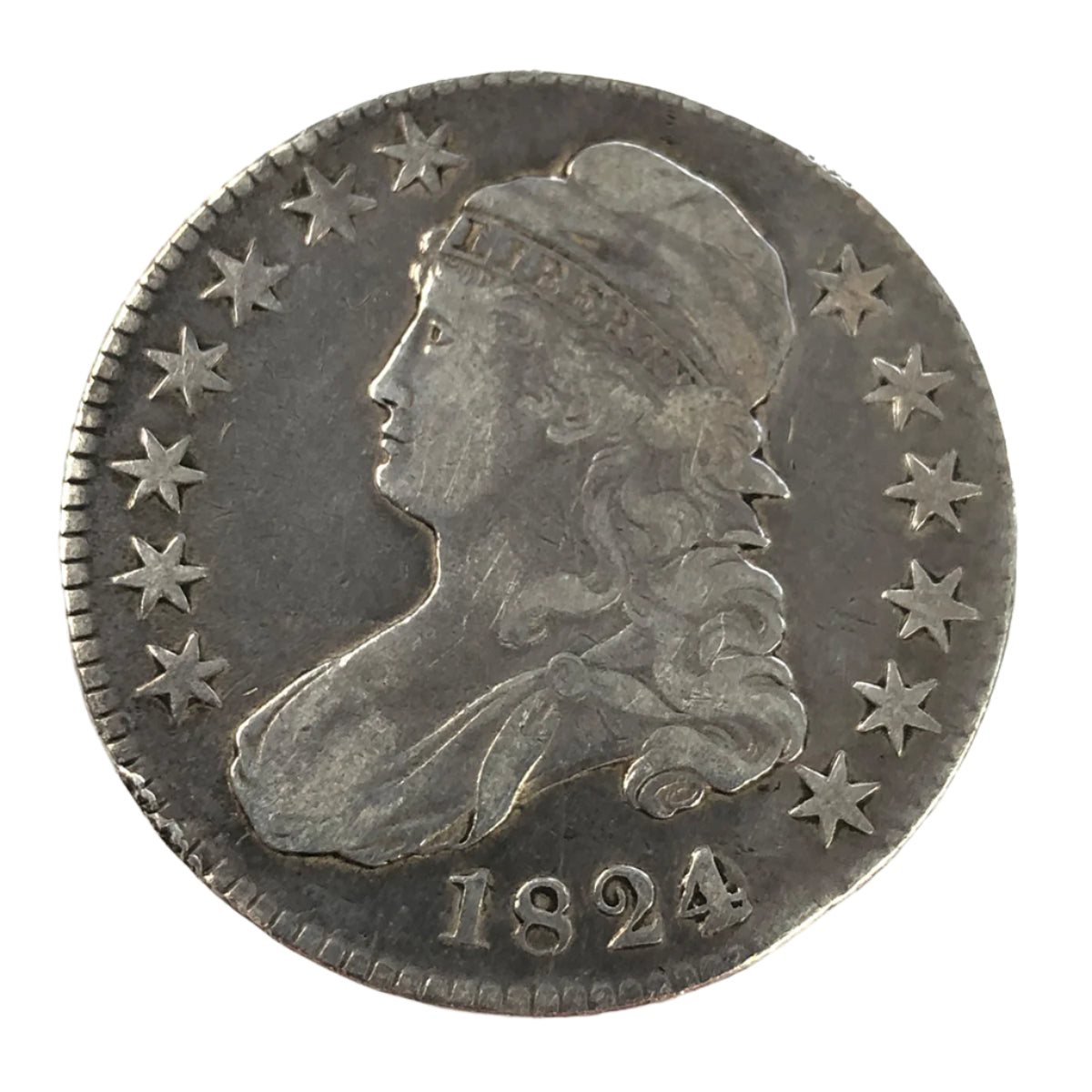 1824/4 Capped Bust Half Dollar (VF Details)