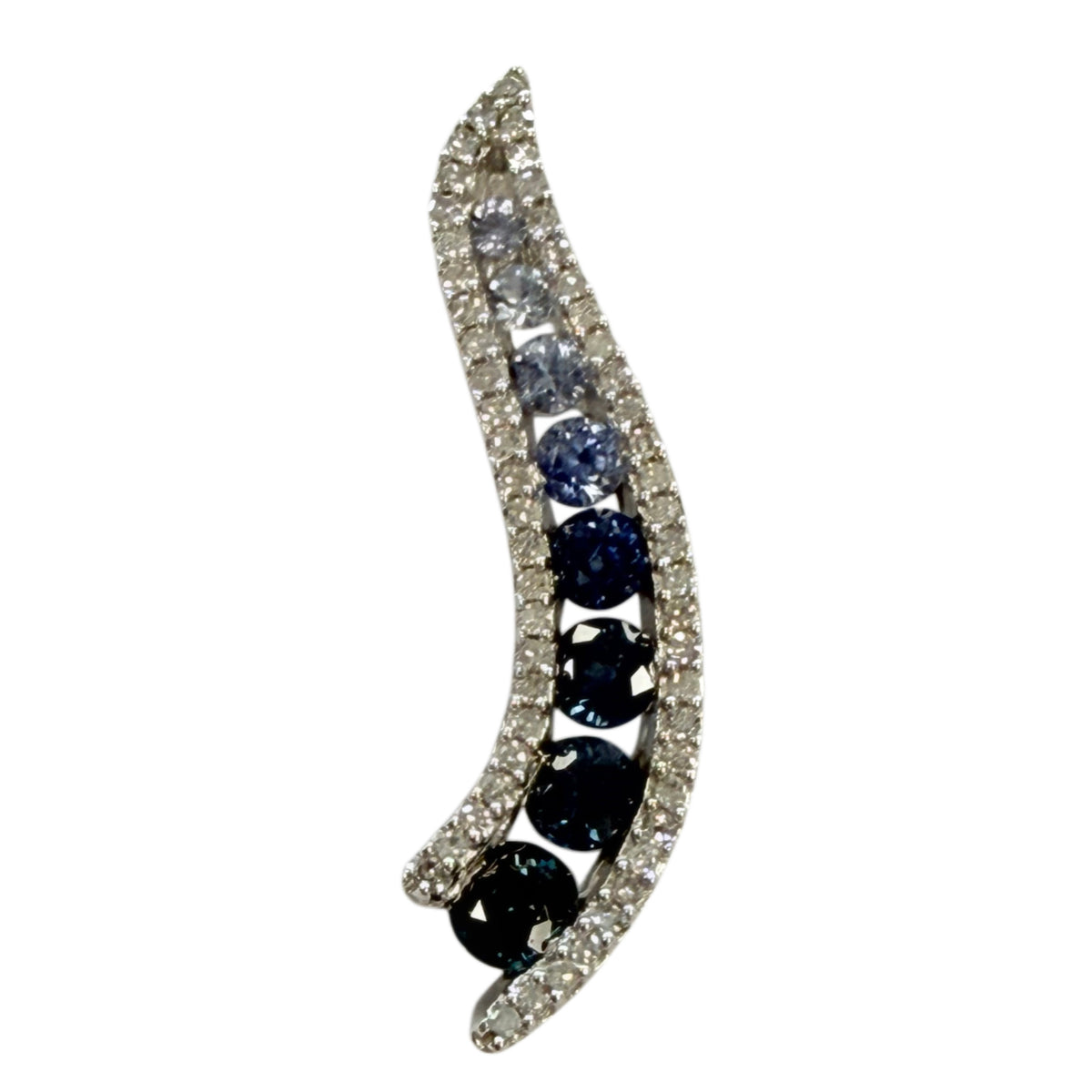14k White Gold Sapphire & Diamond Journey Pendant