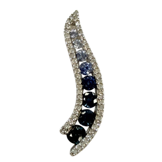 14k White Gold Sapphire & Diamond Journey Pendant