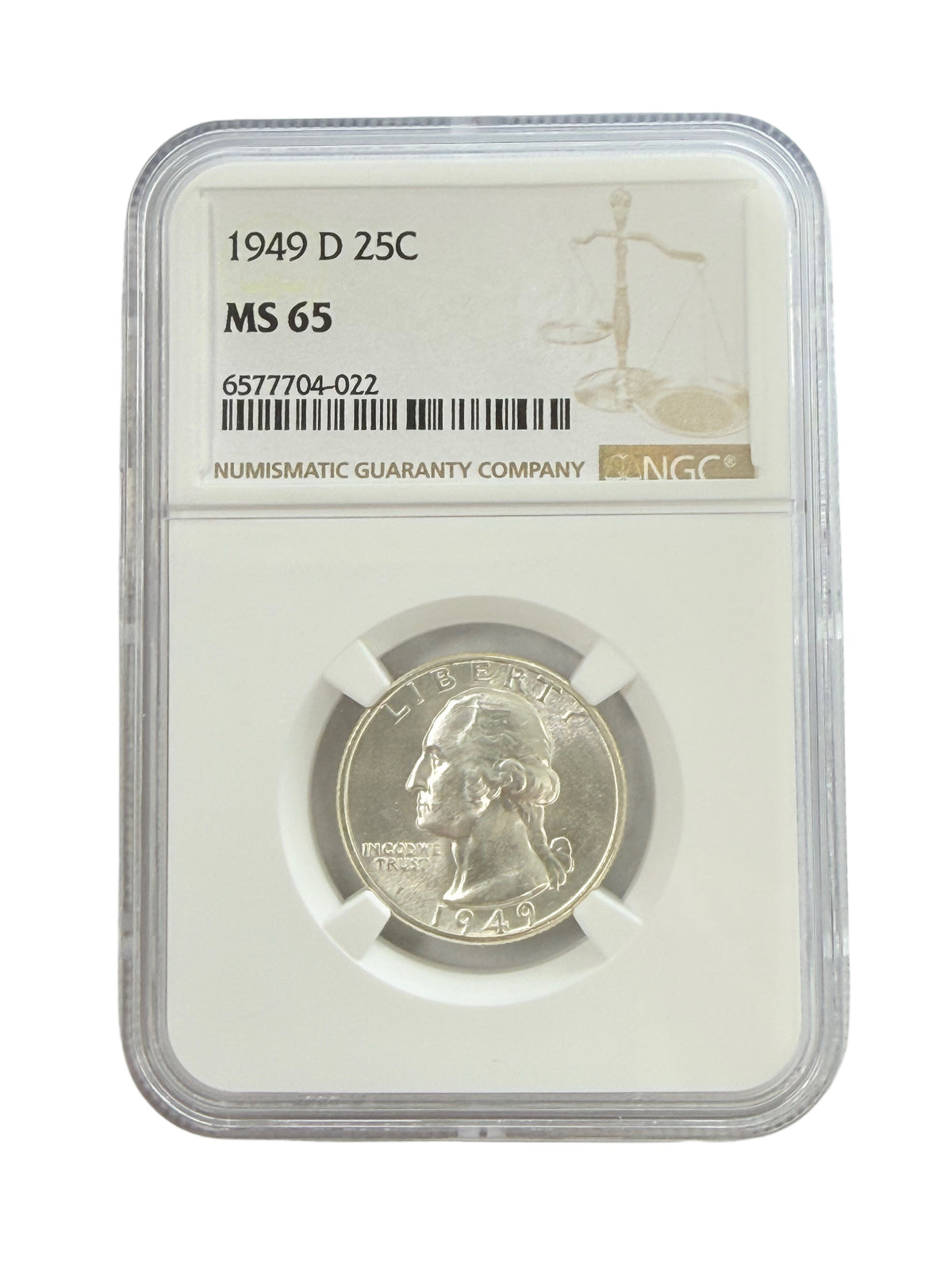 1949-D Washington Quarter NGC MS65