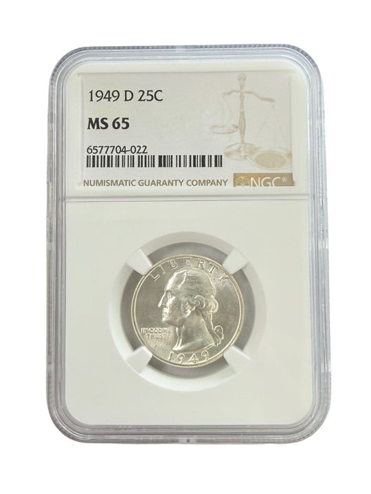 1949-D Washington Quarter NGC MS65
