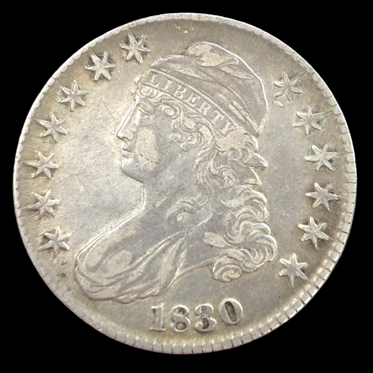 1830 Small 0 Capped Bust Half Dollar (VF)