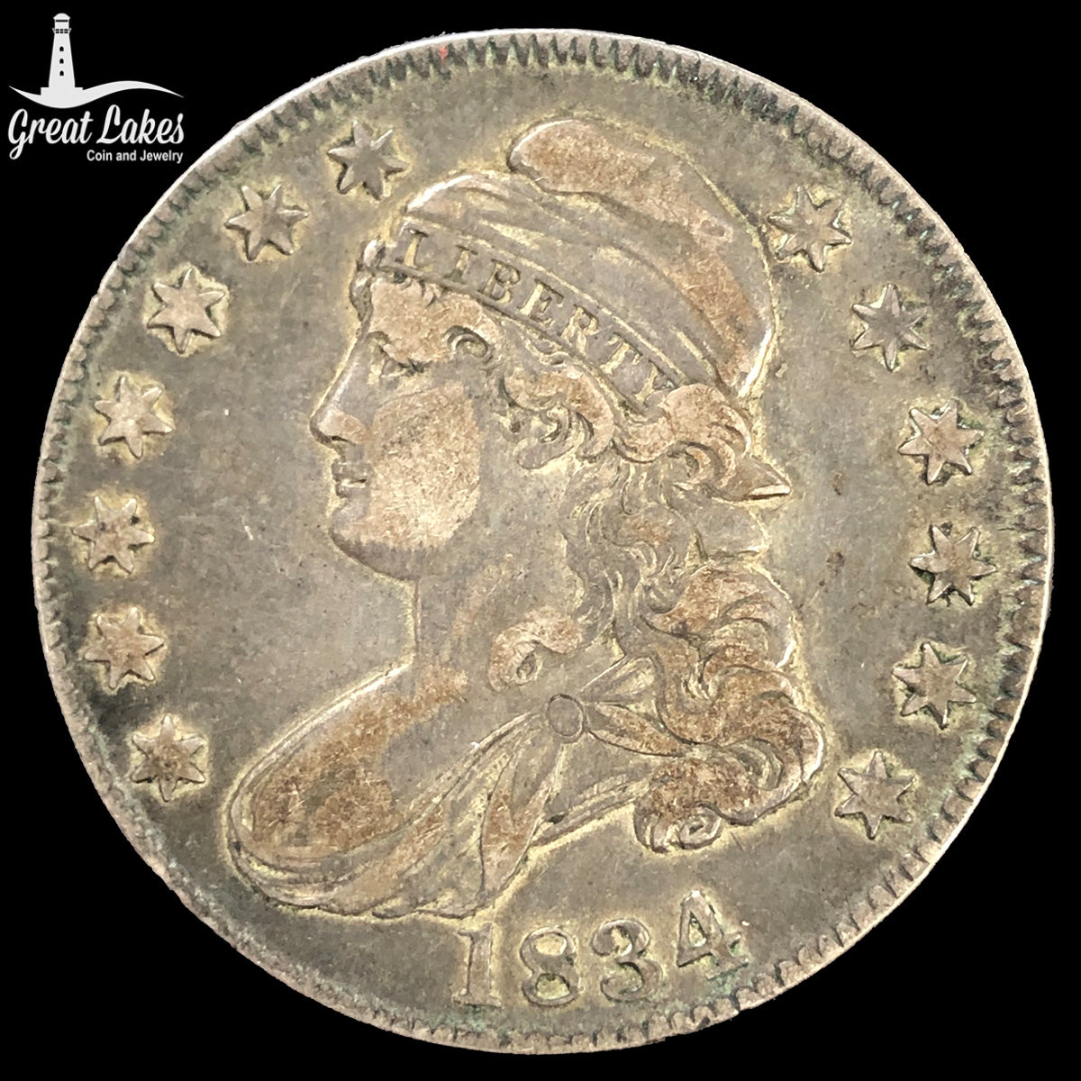 1834 Large Date Small Letters Capped Bust Half Dollar (XF)