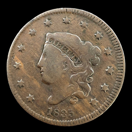 1835 Small 8 Stars Coronet Head Large Cent (G)