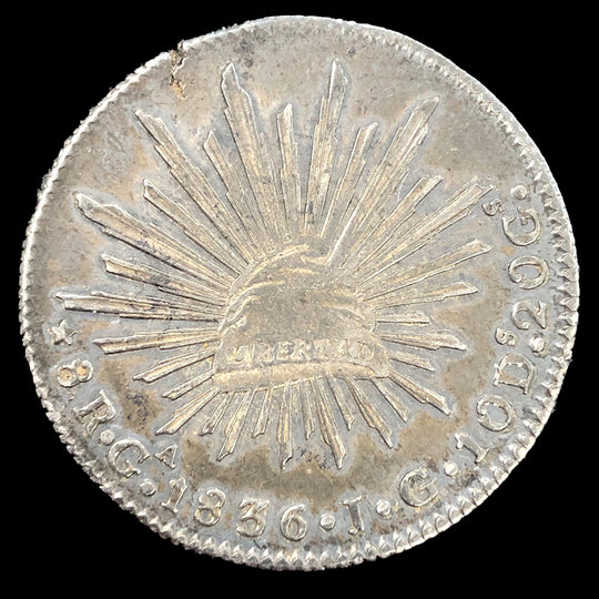 1836/1Ga JG/FS 8 Reales Guadalajara Mexico