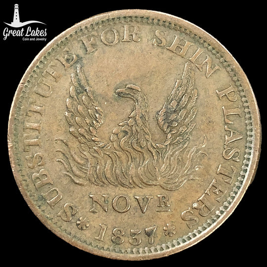 1837 Specie Payments Suspended May 10th Shin Plasters Hard Times Token (XF)