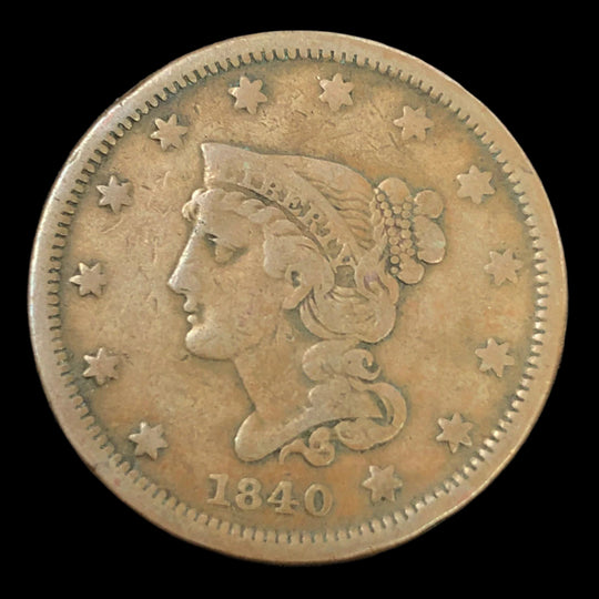 1840 Small Date Braided Hair Large Cent (F)