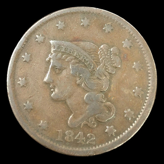1842 Large Cent Braided Hair Large Cent (F)