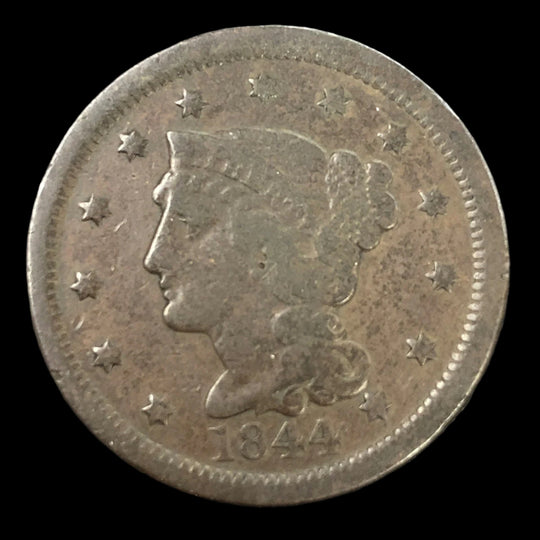 1844 Braided Hair Large Cent (F)