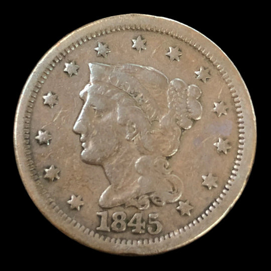 1845 Braided Hair Large Cent (F)
