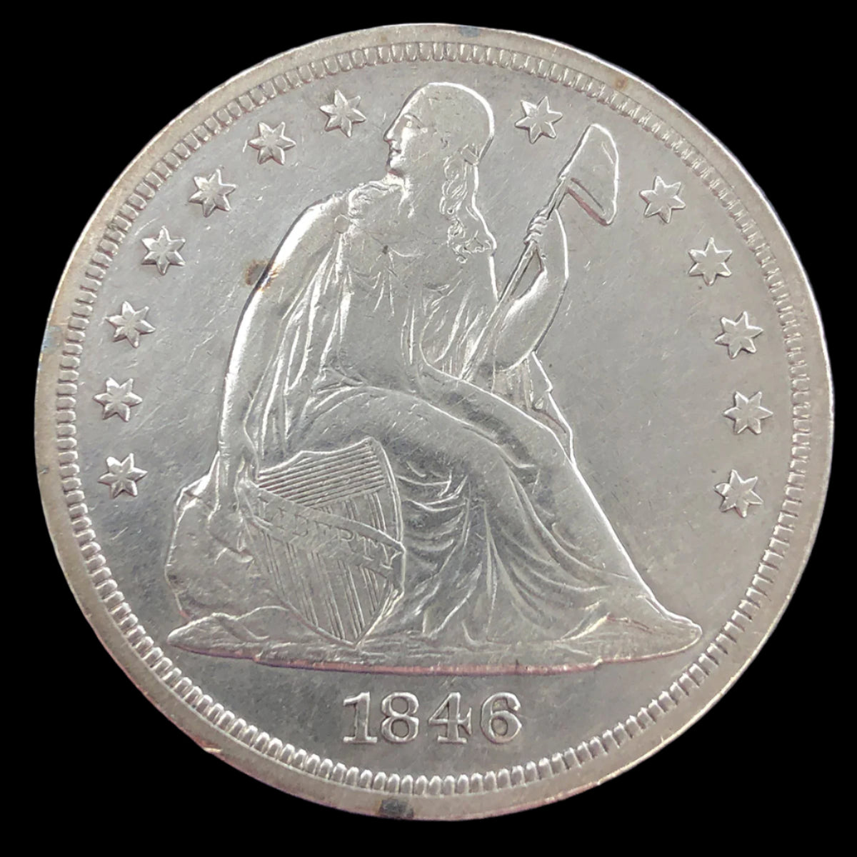 1846 Seated Liberty Dollar (XF Details)