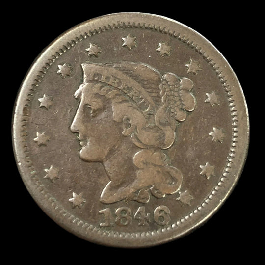 1846 Small Date Braided Hair Large Cent (F)