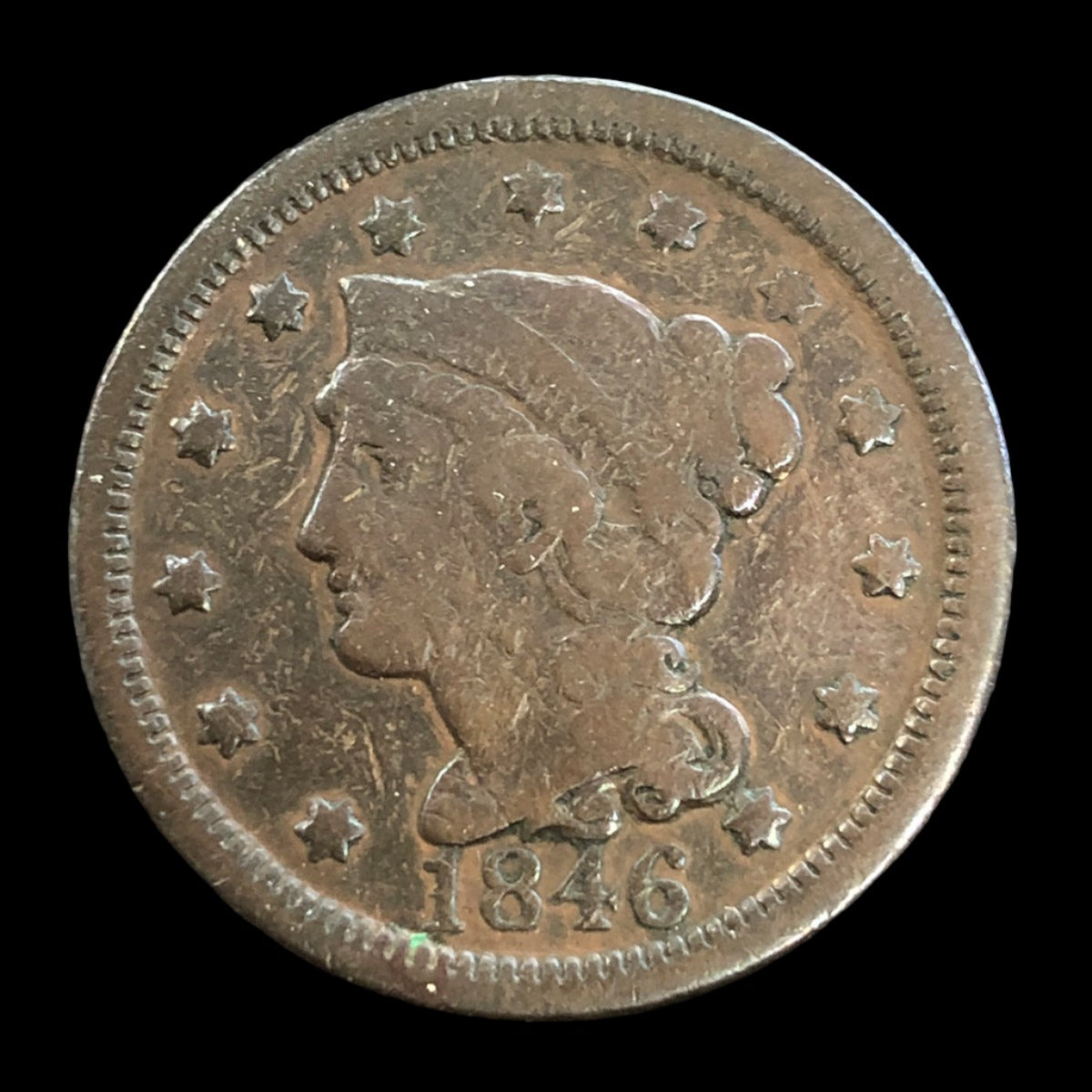 1846 Tall Date Braided Hair Large Cent (VG)