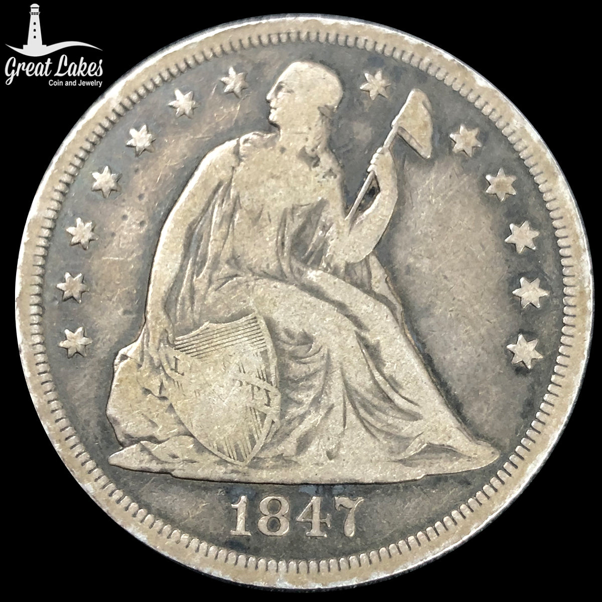 1847 Seated Liberty Dollar (F)