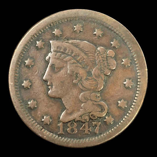 1847 Braided Hair Large Cent (VF)