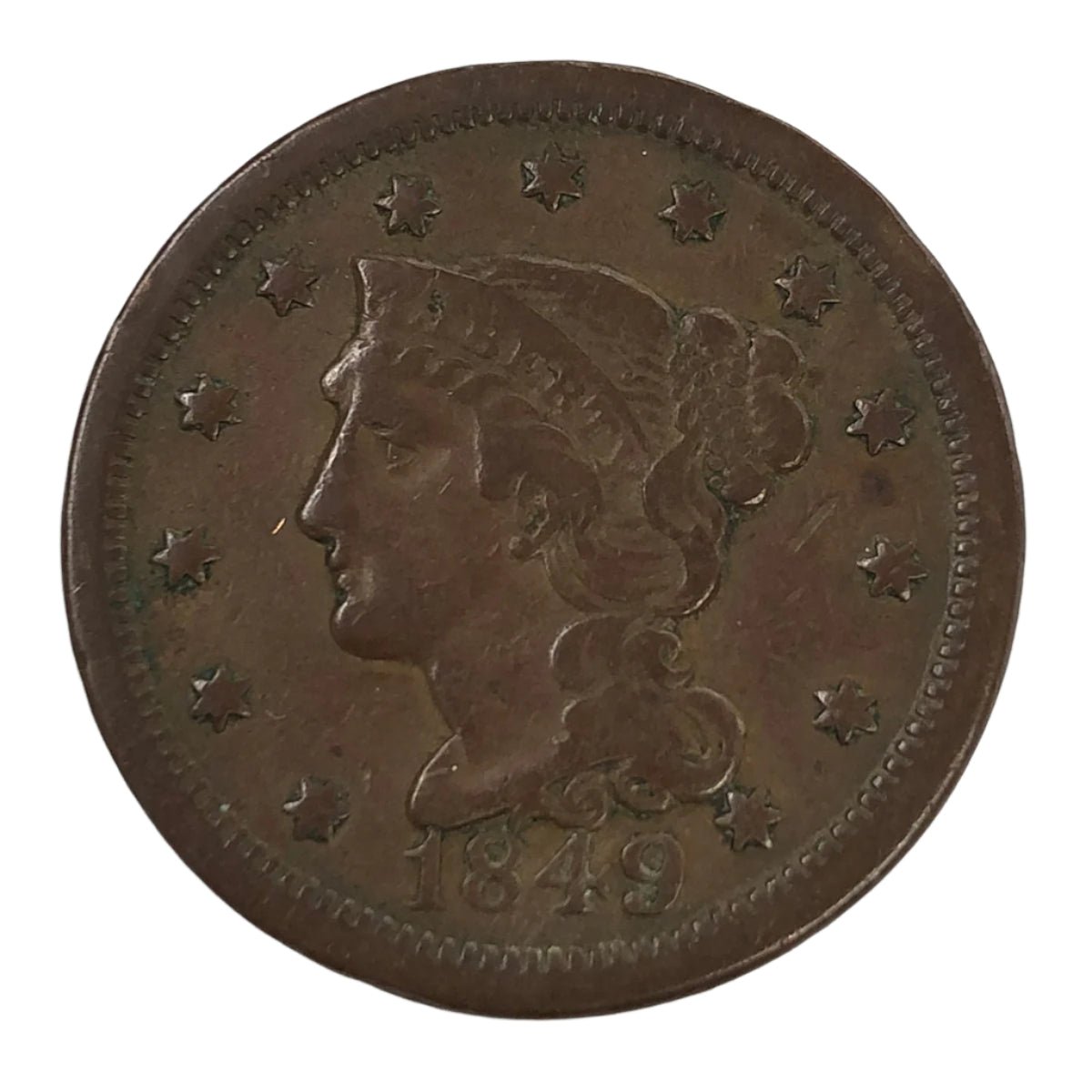 1849 Braided Hair Large Cent (F)