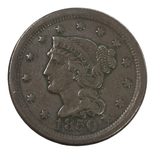 1850 Braided Hair Large Cent (VF)