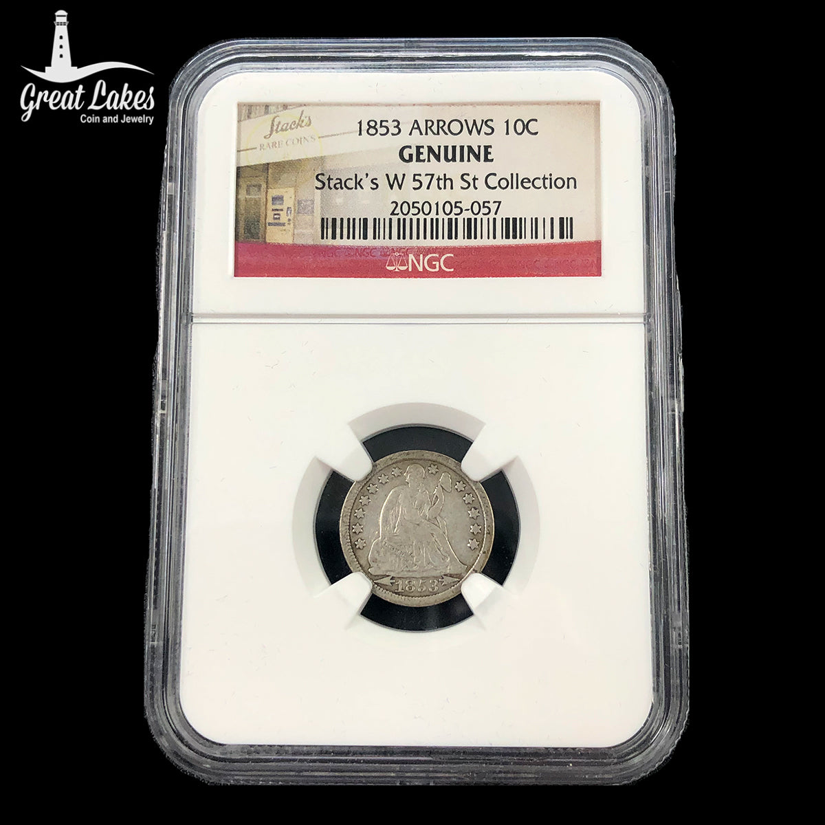 1853 Arrows Seated Liberty Dime (VF)