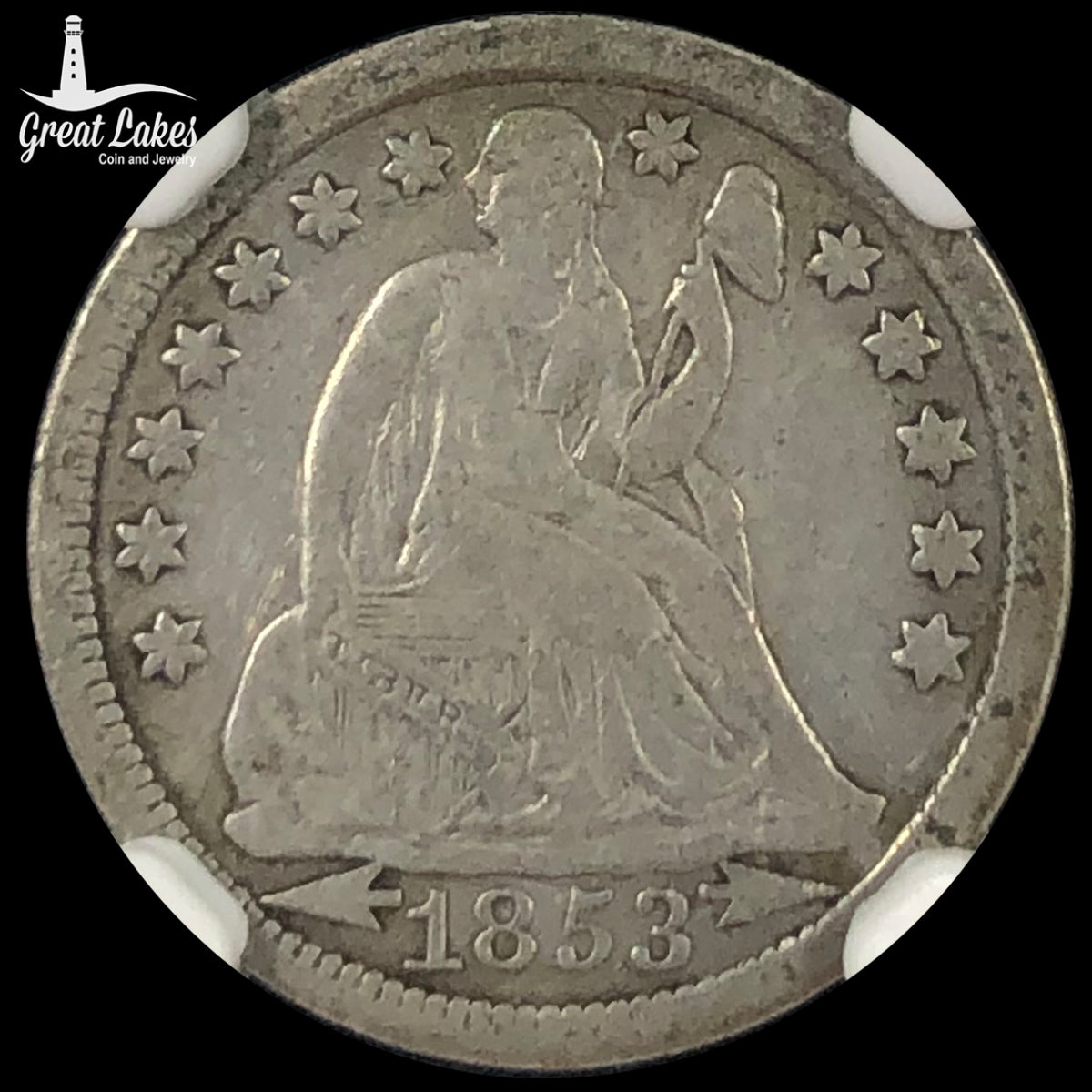 1853 Arrows Seated Liberty Dime (VF)