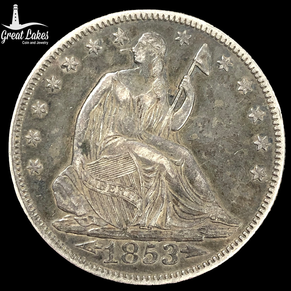1853 Arrows & Rays Seated Liberty Half Dollar (XF)