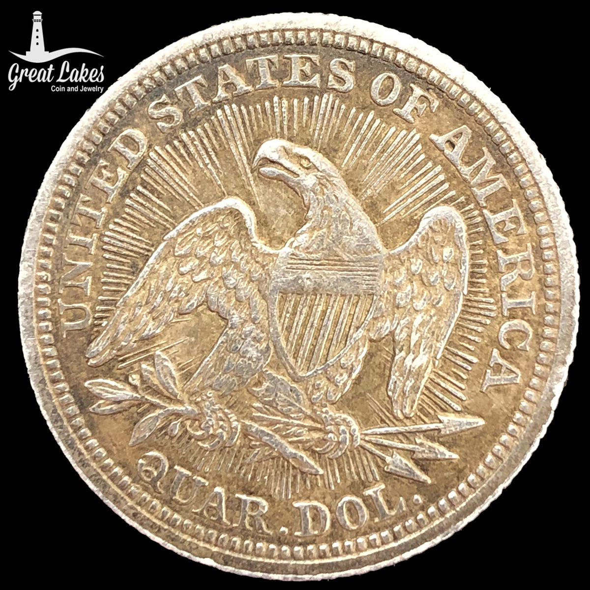 1853 Arrows and Rays Seated Liberty Quarter (XF)