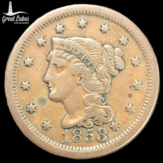 1853 Braided Hair Large Cent (VF)