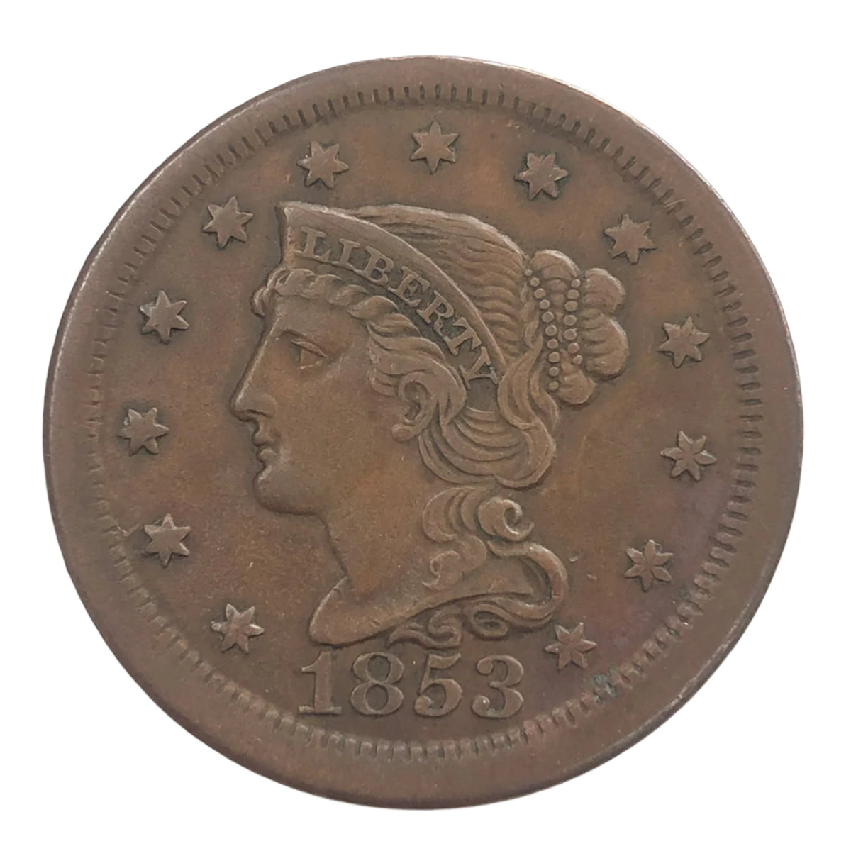 1853 Braided Hair Large Cent (XF)