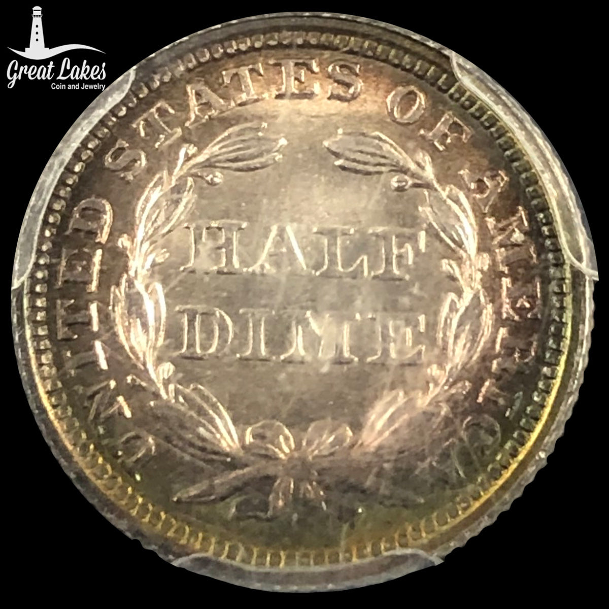 1858 Seated Liberty Half Dime PCGS MS64