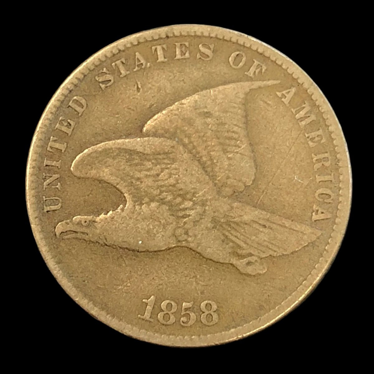 1858 Small Letters Flying Eagle Cent (F)