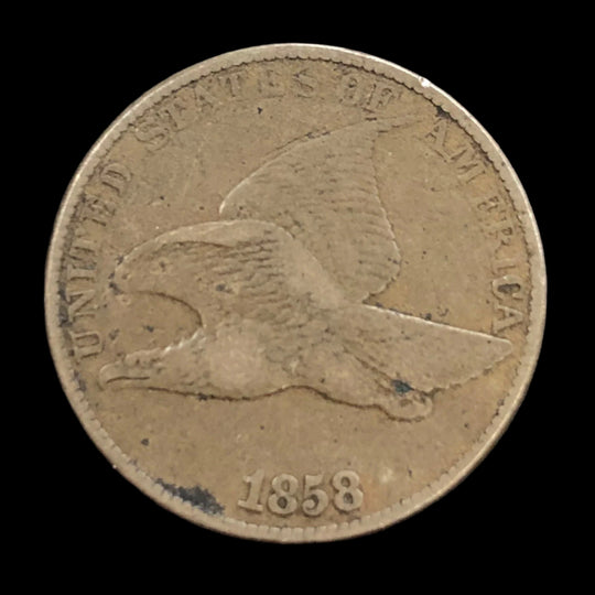 1858 Large Letters Flying Eagle Cent (F)