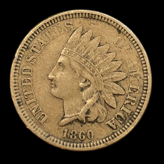 1860 Rounded Bust Copper Nickel Indian Cent (VF)