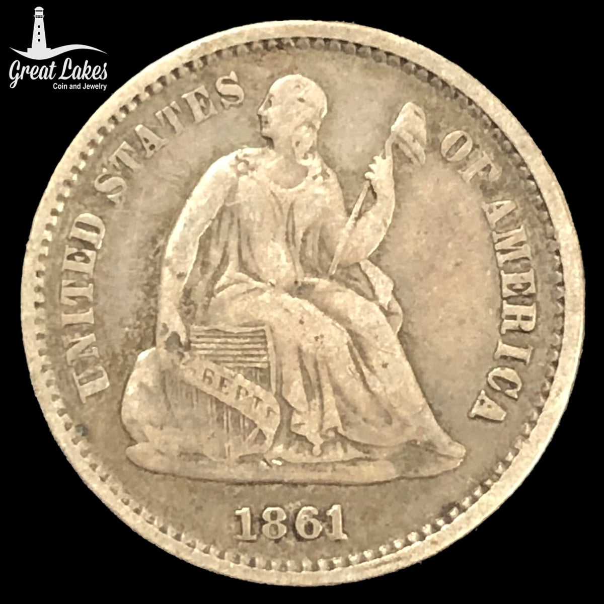 1861 Seated Liberty Half Dime (VF) (Small Hole Reverse)
