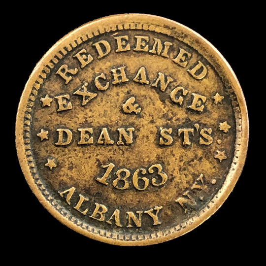 1863 Civil War Token / Storecard John Thomas Jr Coffee & Spices Albany NY