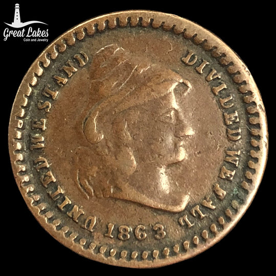 1863 Civil War Token “Army & Navy” With Rotated Reverse