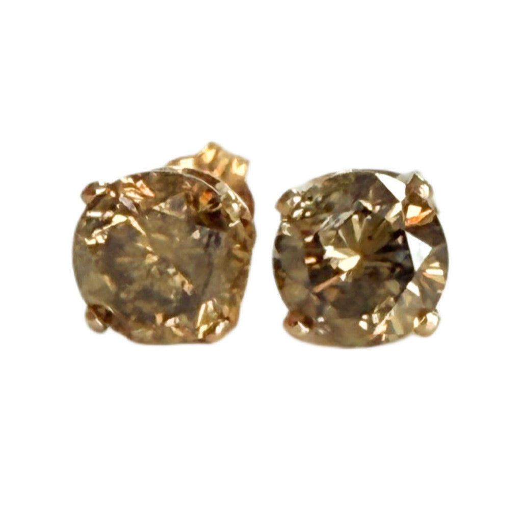 14k Champagne Diamond Stud Earrings