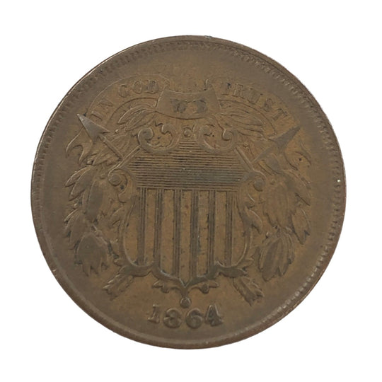 1864 Large Motto Two Cent Piece (XF)