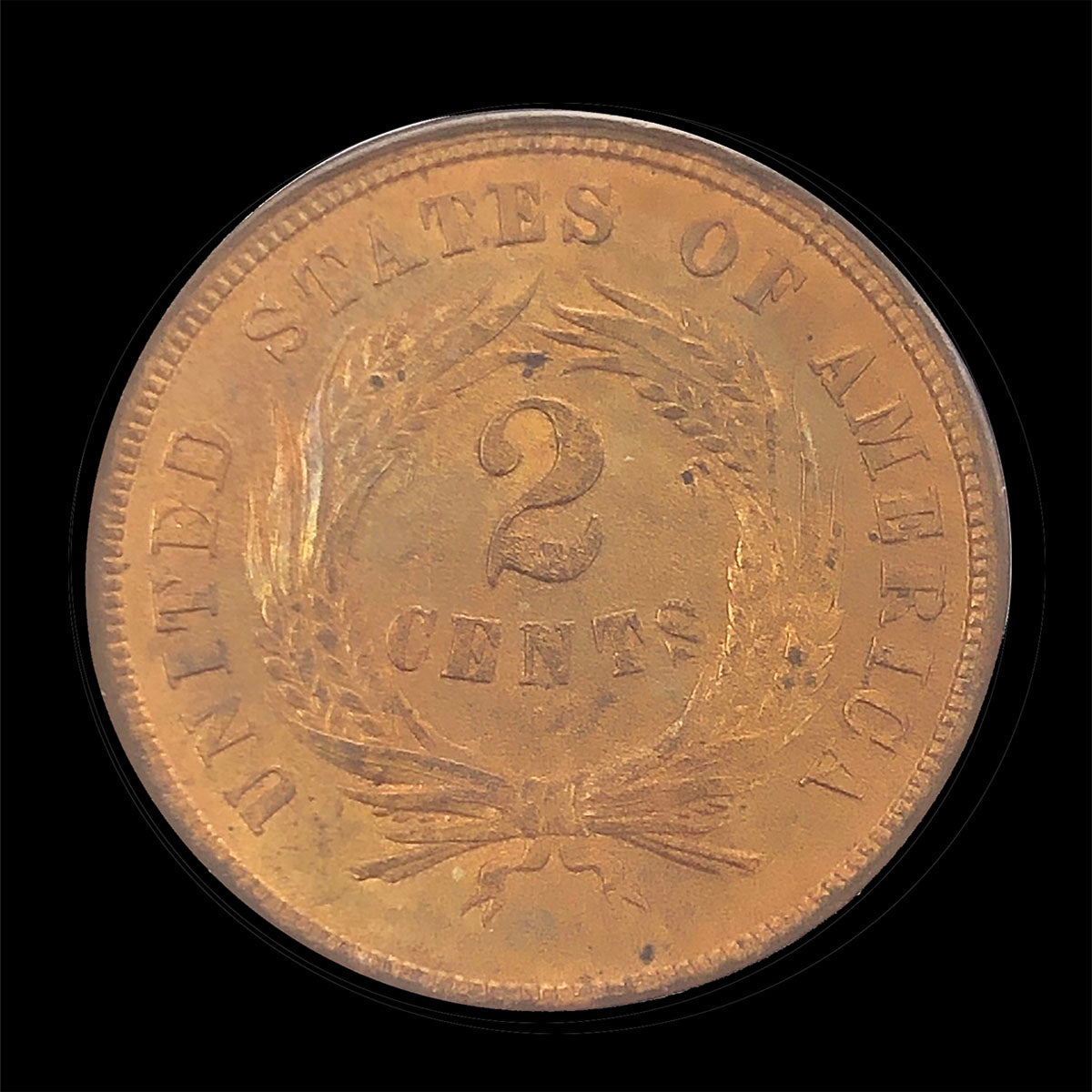 1865 Fancy 5 Two Cent Piece FS-1302 Repunched Date Vintage ANACS AU55