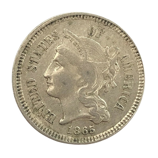 1865 Three Cent Nickel (XF) (Weak Struck)