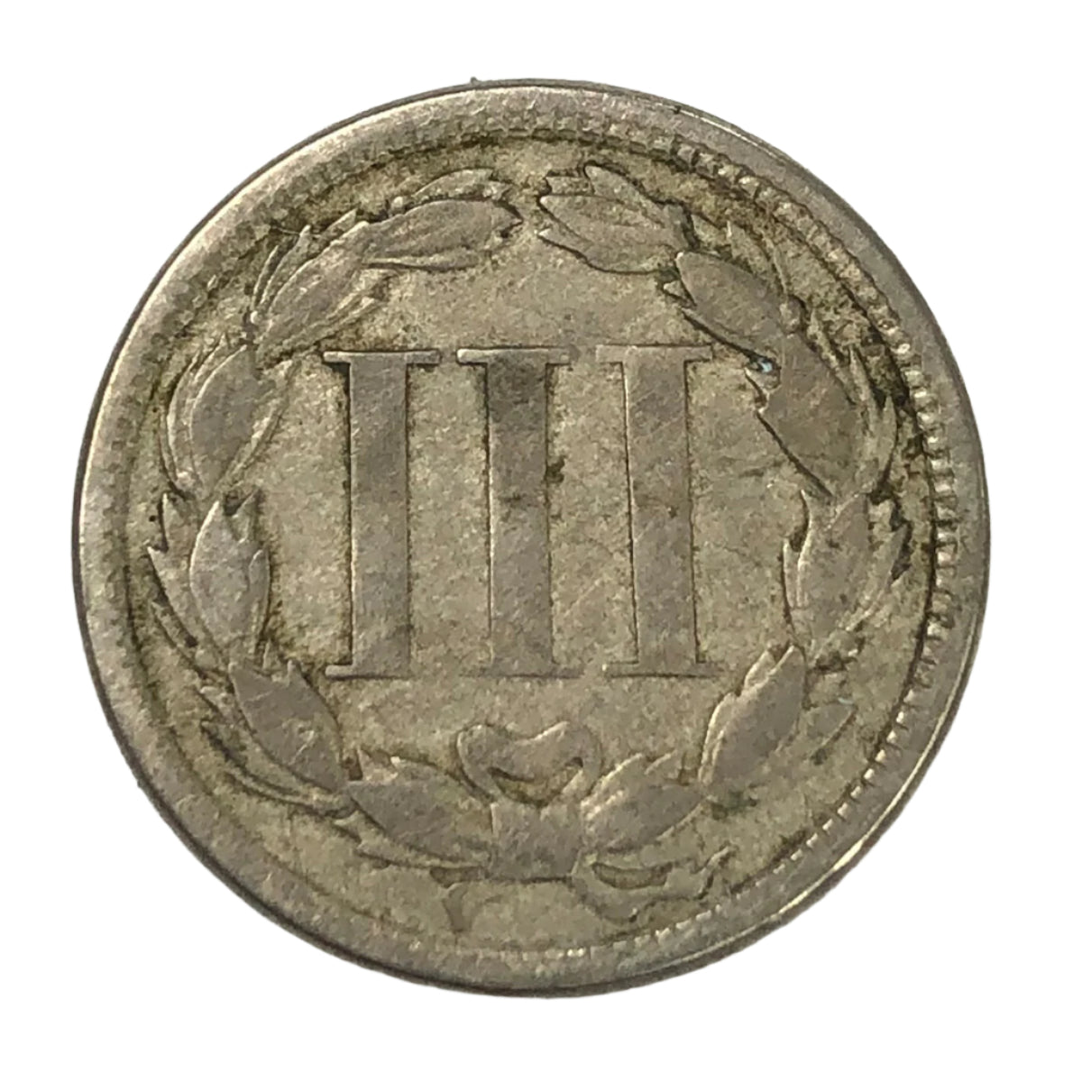 1865 Three Cent Nickel With Repunched Date (VG Details)