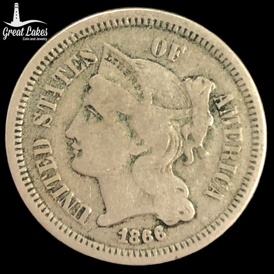 1866 Three Cent Nickel (F)