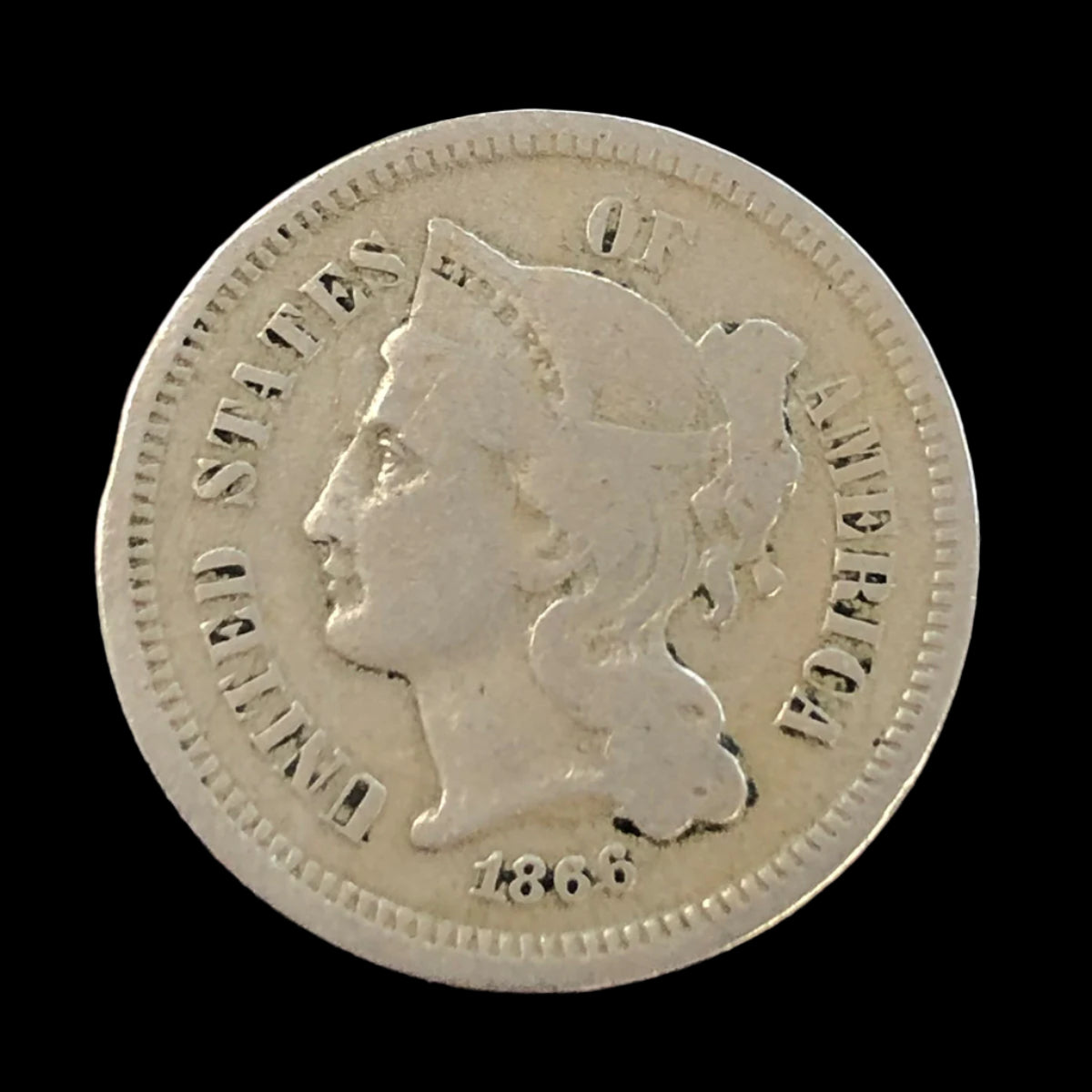 1866 Three Cent Nickel (G Details)