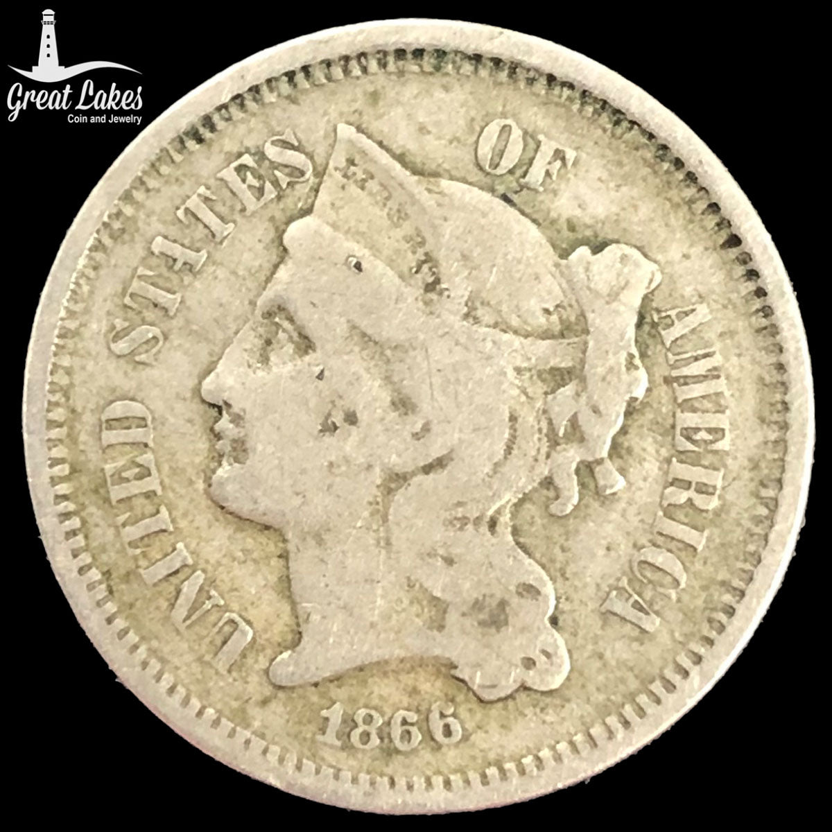 1866 Three Cent Nickel (VG)